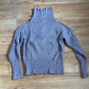 cupcakes & cashmere Lavender Ribbed Half-Zip Turtleneck Sweater